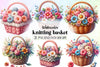 Knitting Basket Clipart Bundle
