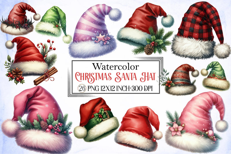 Christmas Santa Hat Clipart Bundle - CraftNest - Digital Crafting and Art