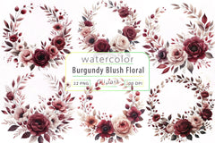 Burgundy Blush Floral Clipart Bundle - CraftNest - Digital Crafting and Art