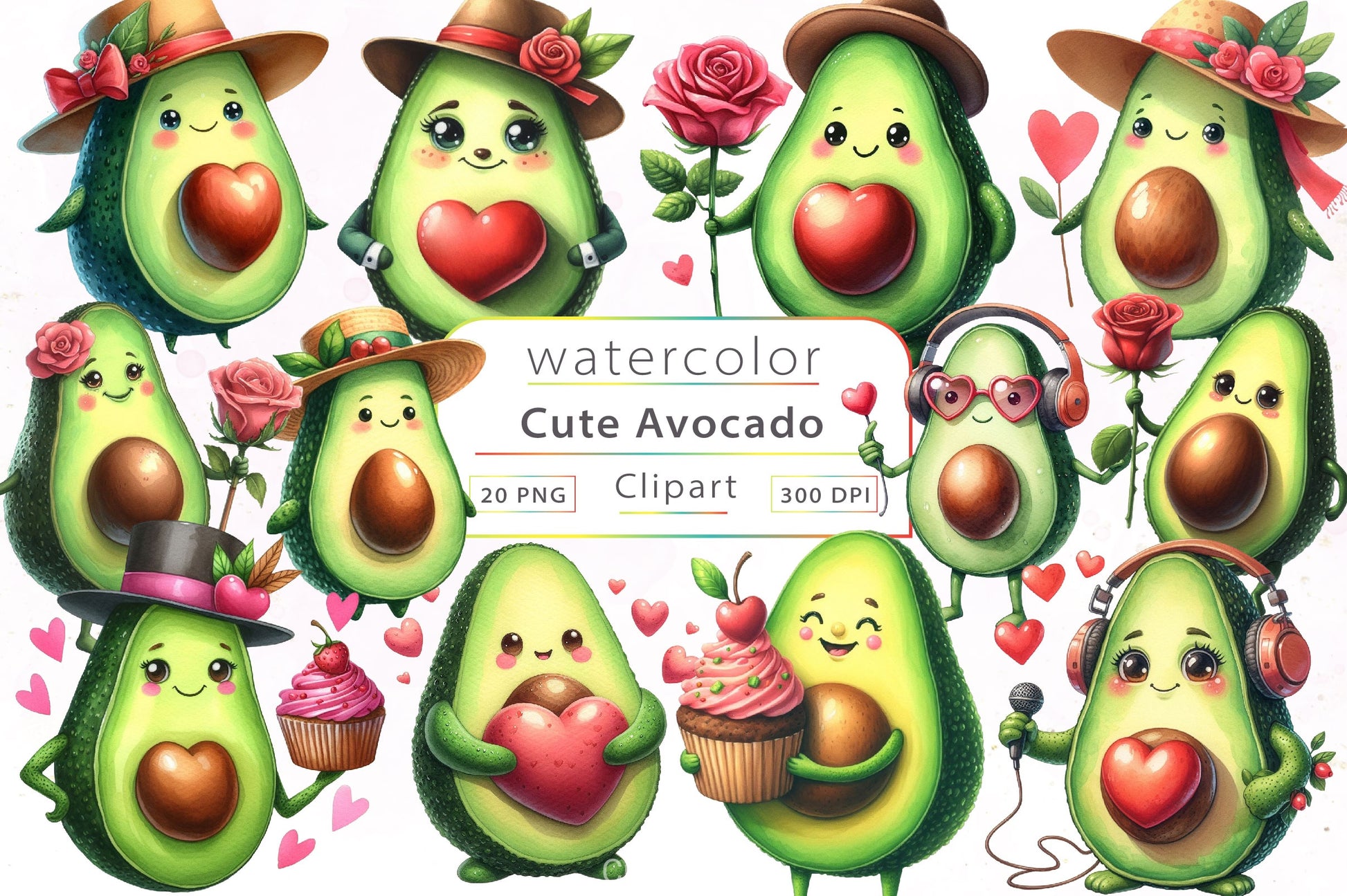 Cute Avocado Clipart Bundle 3 - CraftNest - Digital Crafting and Art