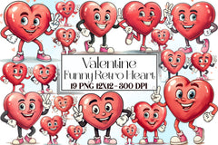Funny Retro Heart Valentine Clipart Bundle - CraftNest - Digital Crafting and Art