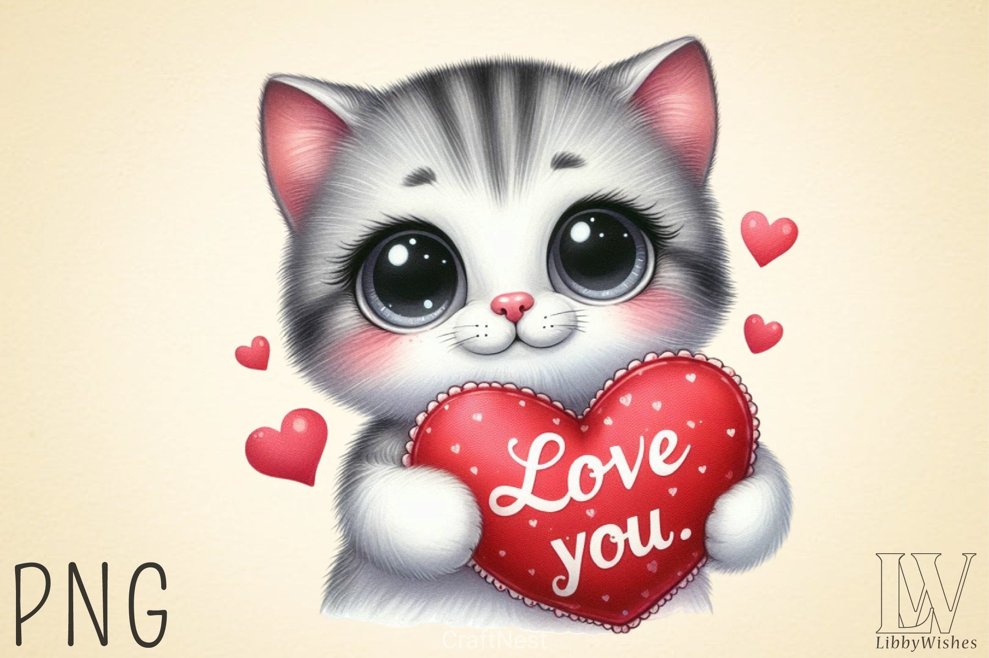 Love You Cat Valentine's Clipart Bundle 4 - CraftNest - Digital Crafting and Art