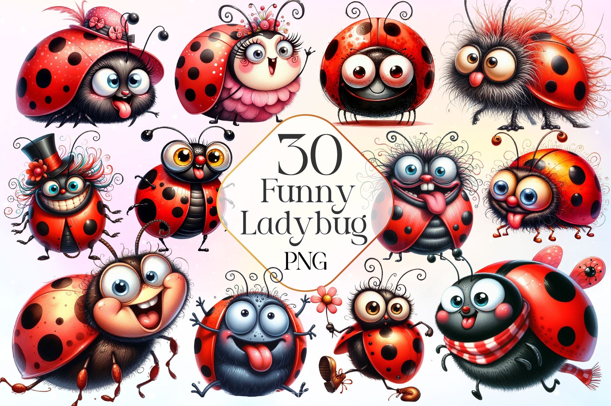 Funny Ladybug Clipart Bundle 2 - CraftNest - Digital Crafting and Art