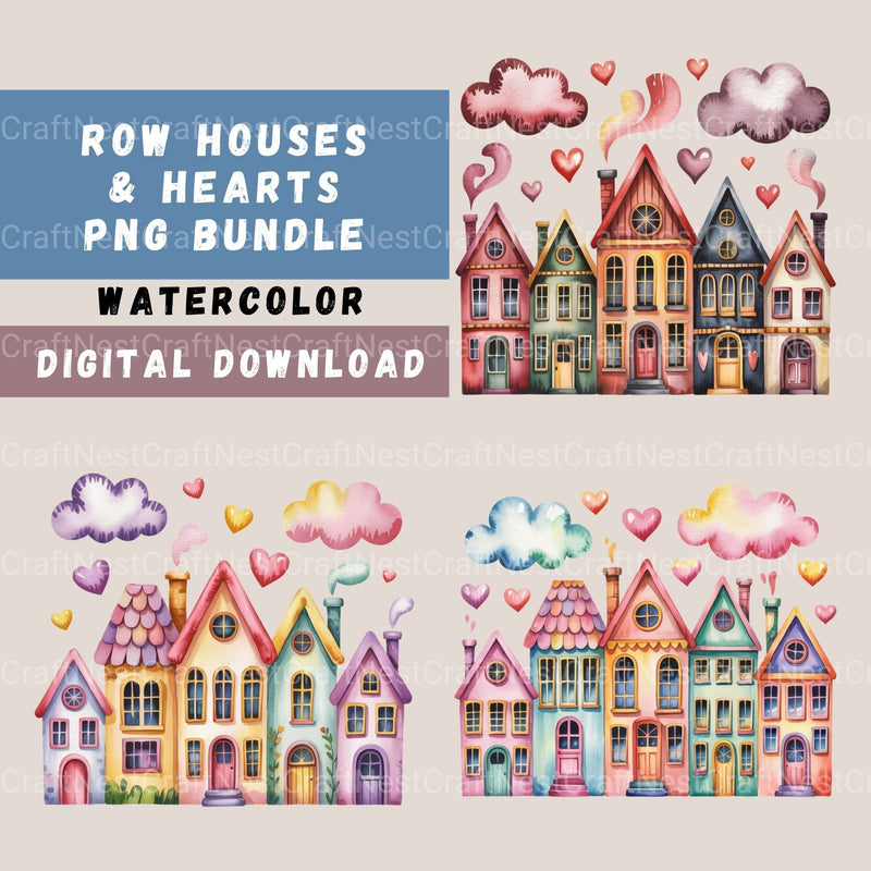 Row Houses 1 Clipart Bundle - CraftNest - Digital Crafting and Art