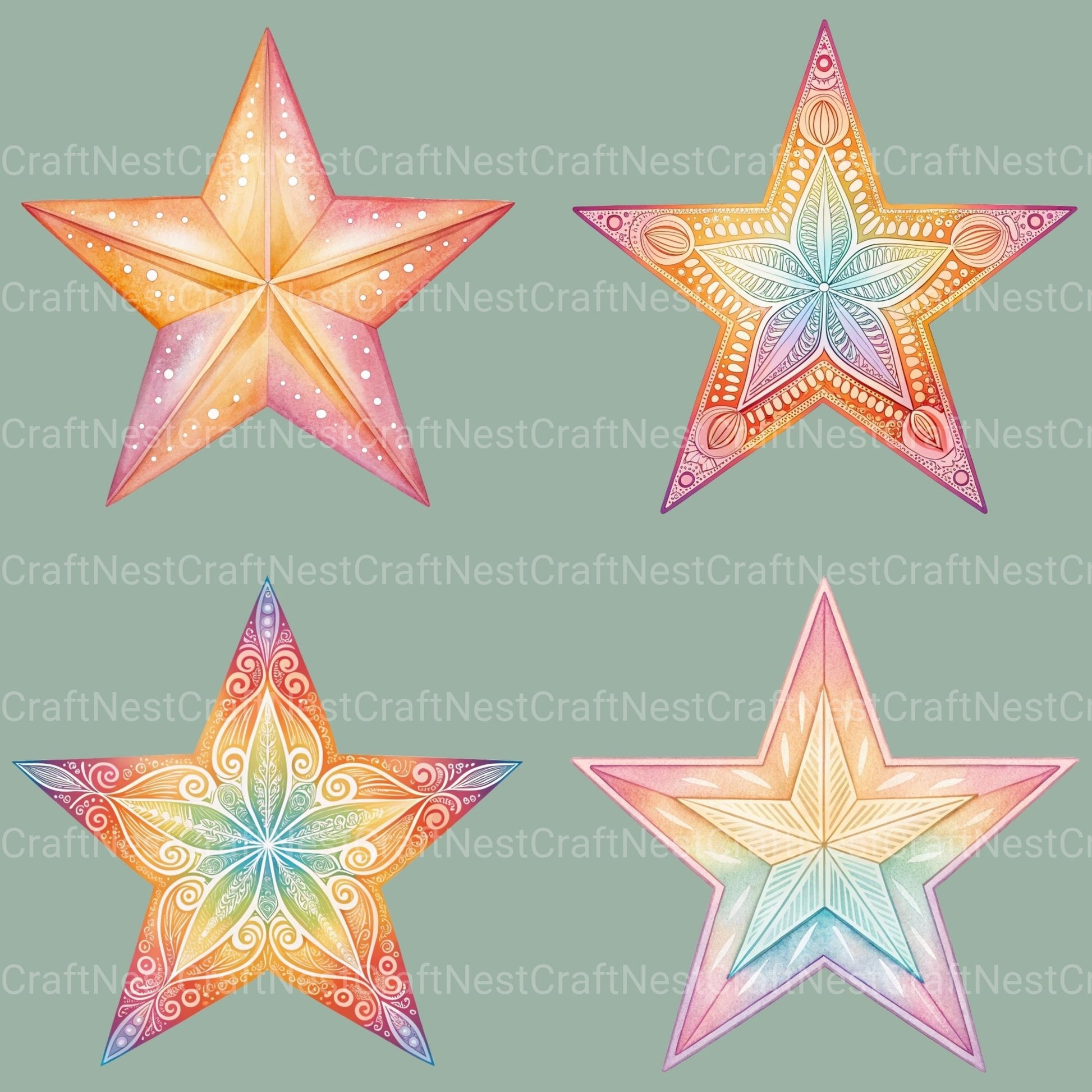 Boho Stars Clipart Bundle - CraftNest - Digital Crafting and Art