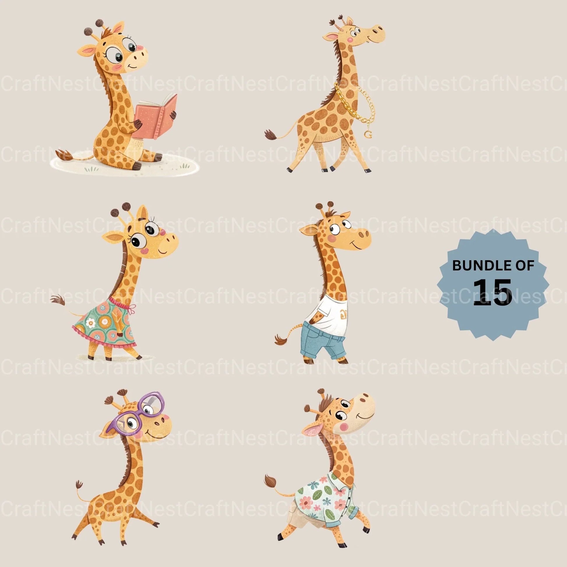 Giraffe Clipart Bundle - CraftNest - Digital Crafting and Art