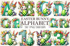 Easter Bunny Alphabet Clipart Bundle 3 - CraftNest - Digital Crafting and Art