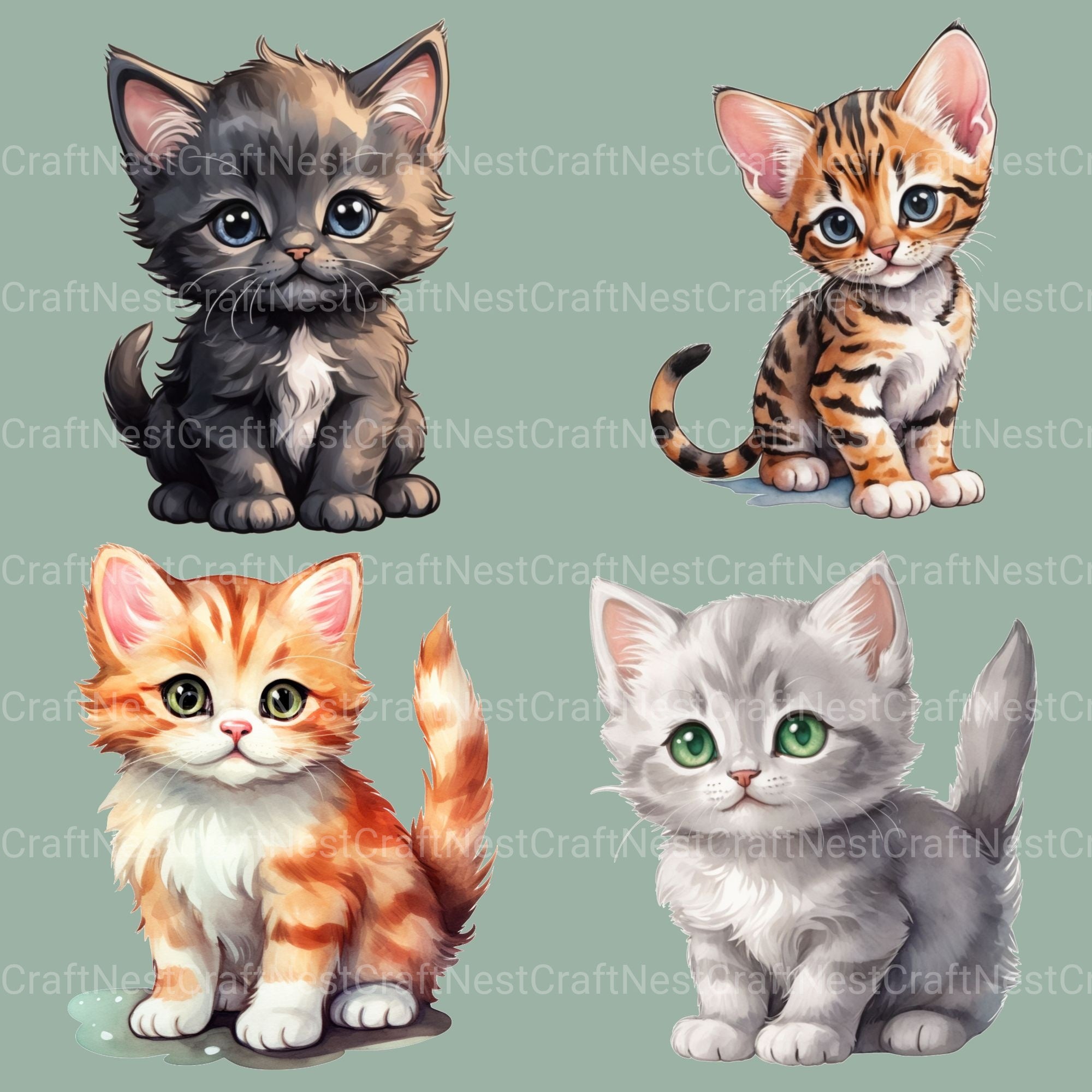 Kittens Clipart Bundle 5 - CraftNest - Digital Crafting and Art