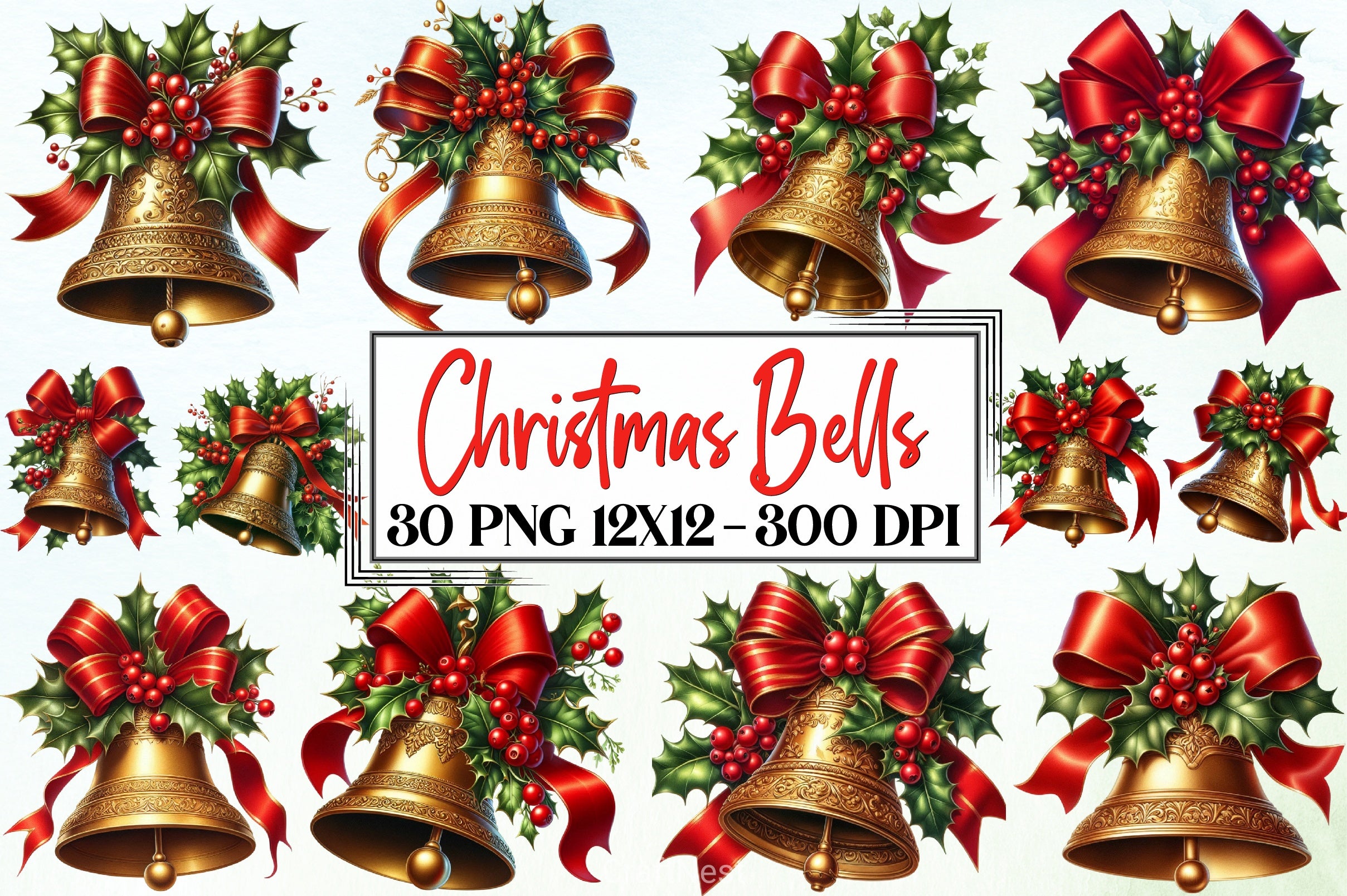 Christmas Bells Clipart Bundle - CraftNest - Digital Crafting and Art