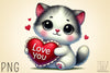 Love You Cat Valentine's Day Clipart Bundle