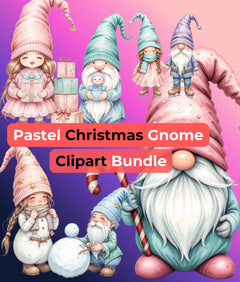 Pastel Christmas Gnomes Clipart Bundle - CraftNest - Digital Crafting and Art