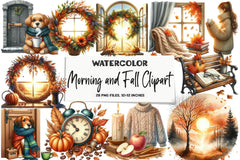 Morning and Fall Clipart Bundle - CraftNest - Digital Crafting and Art