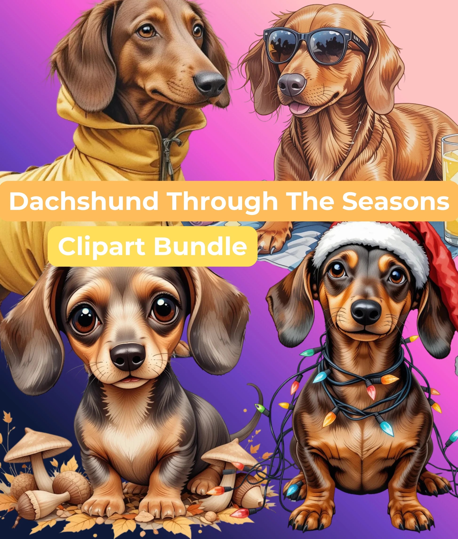 Dachshund Through the Seasons Clipart Bundle - CraftNest - Digital Crafting and Art