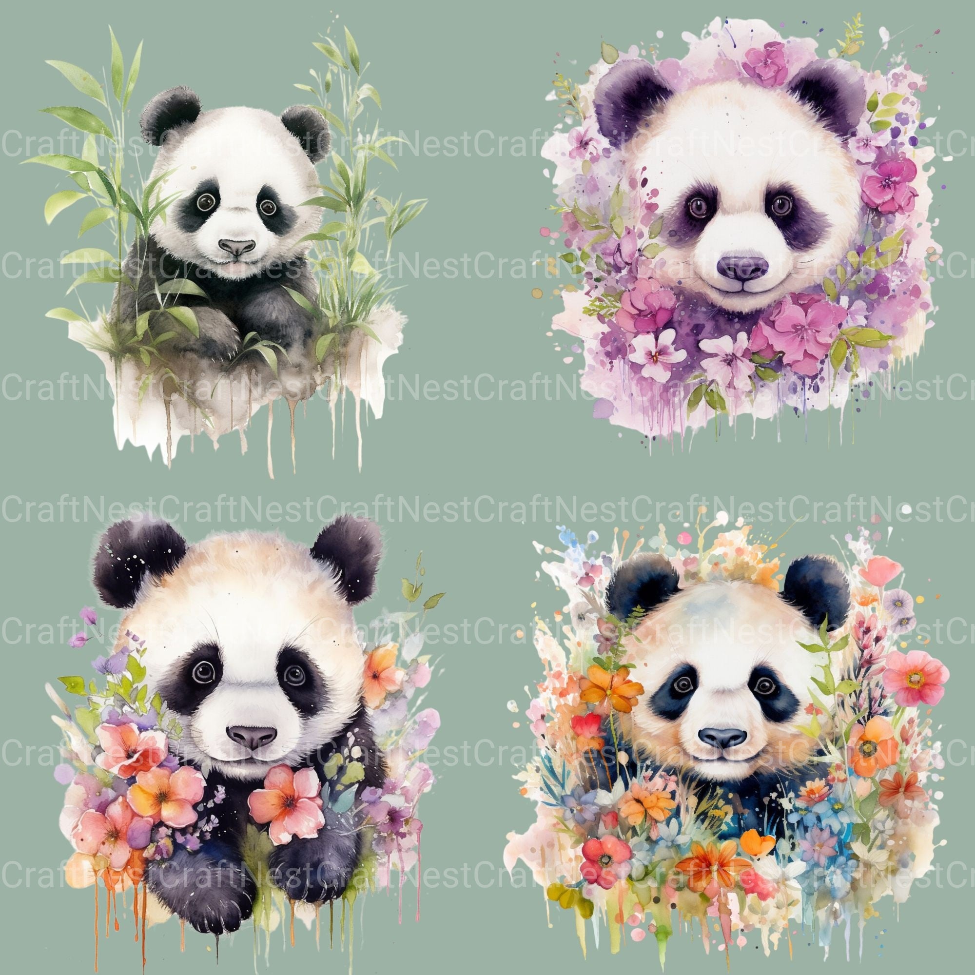 Pandas Clipart Bundle - CraftNest - Digital Crafting and Art