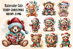 Cute Teddy Christmas Clipart Bundle - CraftNest - Digital Crafting and Art