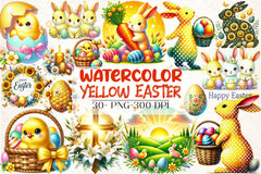 Yellow Easter Clipart Bundle - CraftNest - Digital Crafting and Art