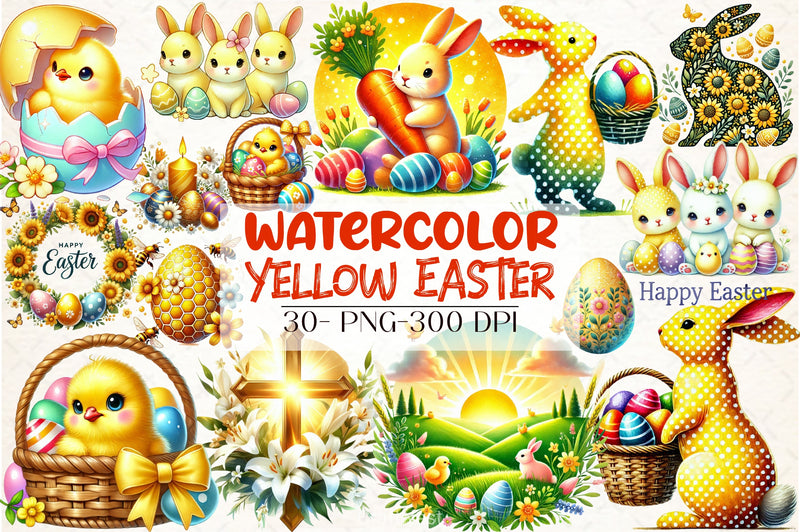 Yellow Easter Clipart Bundle - CraftNest - Digital Crafting and Art