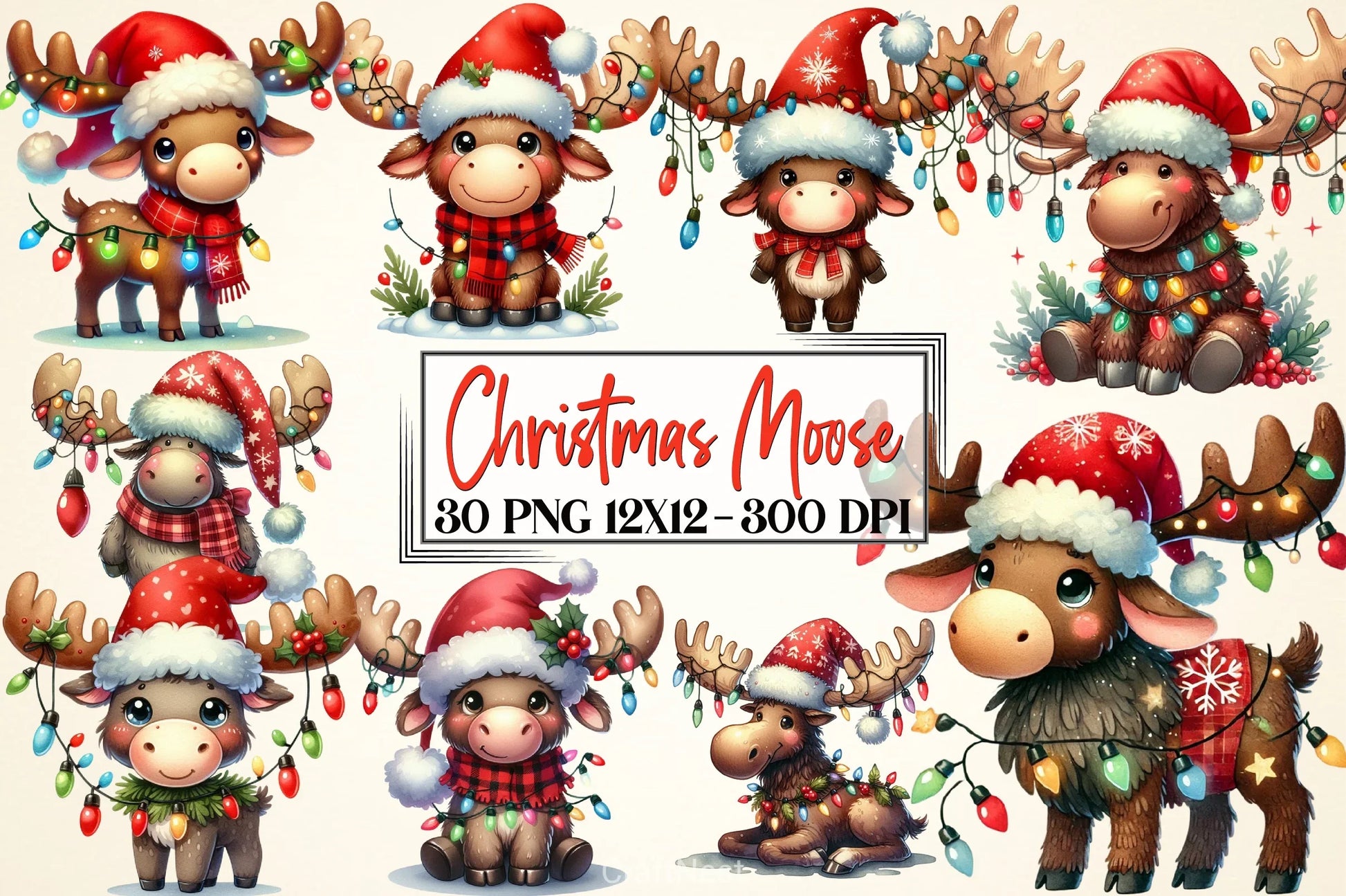 Christmas Moose Clipart Bundle - CraftNest - Digital Crafting and Art