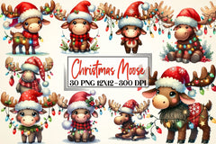 Christmas Moose Clipart Bundle - CraftNest - Digital Crafting and Art