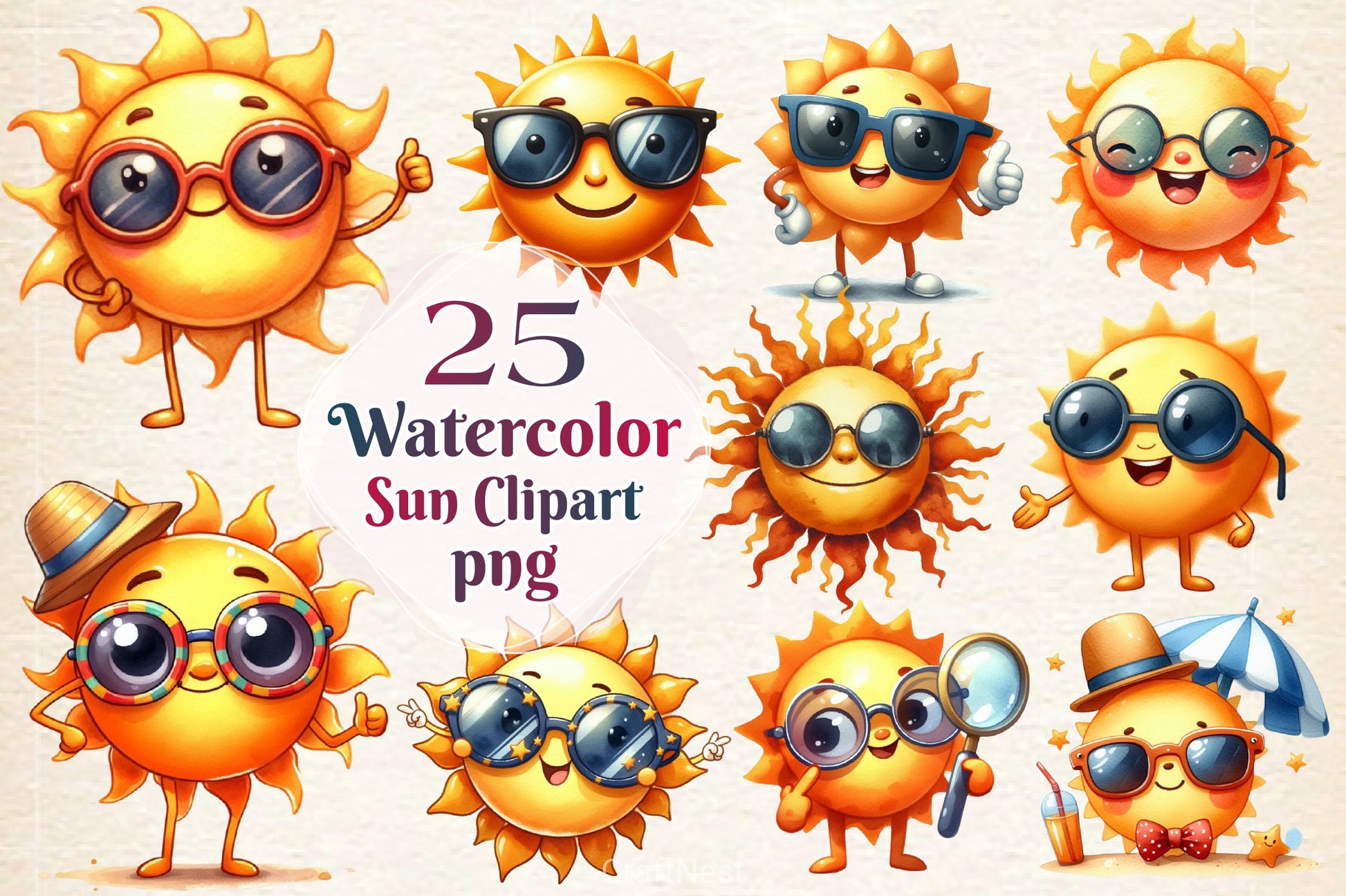 Sun Summer Clipart Bundle 2 - CraftNest - Digital Crafting and Art