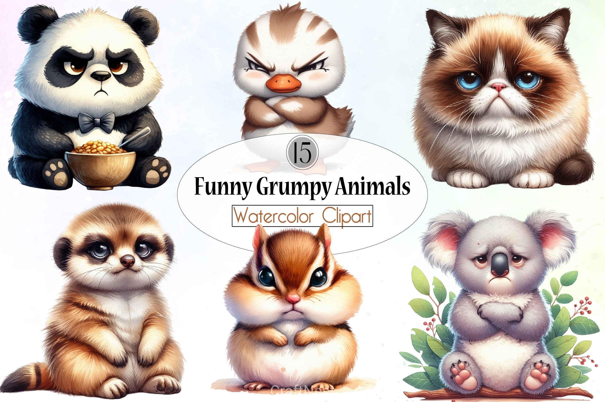 Grumpy Animals Clipart Bundle 3 - CraftNest - Digital Crafting and Art