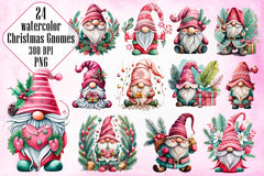 Pink Christmas Gnome Steal Clipart Bundle - CraftNest - Digital Crafting and Art