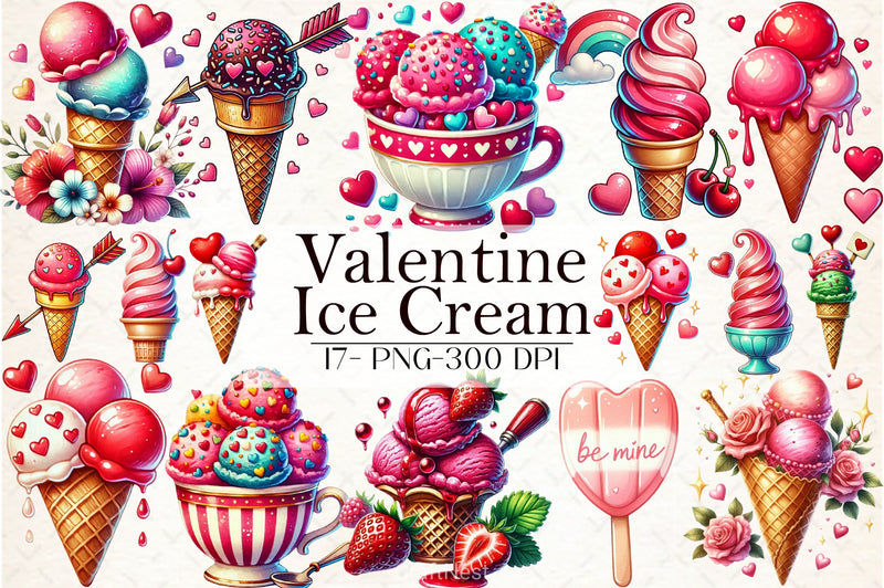 Valentine Ice Cream Clipart Bundle - CraftNest - Digital Crafting and Art