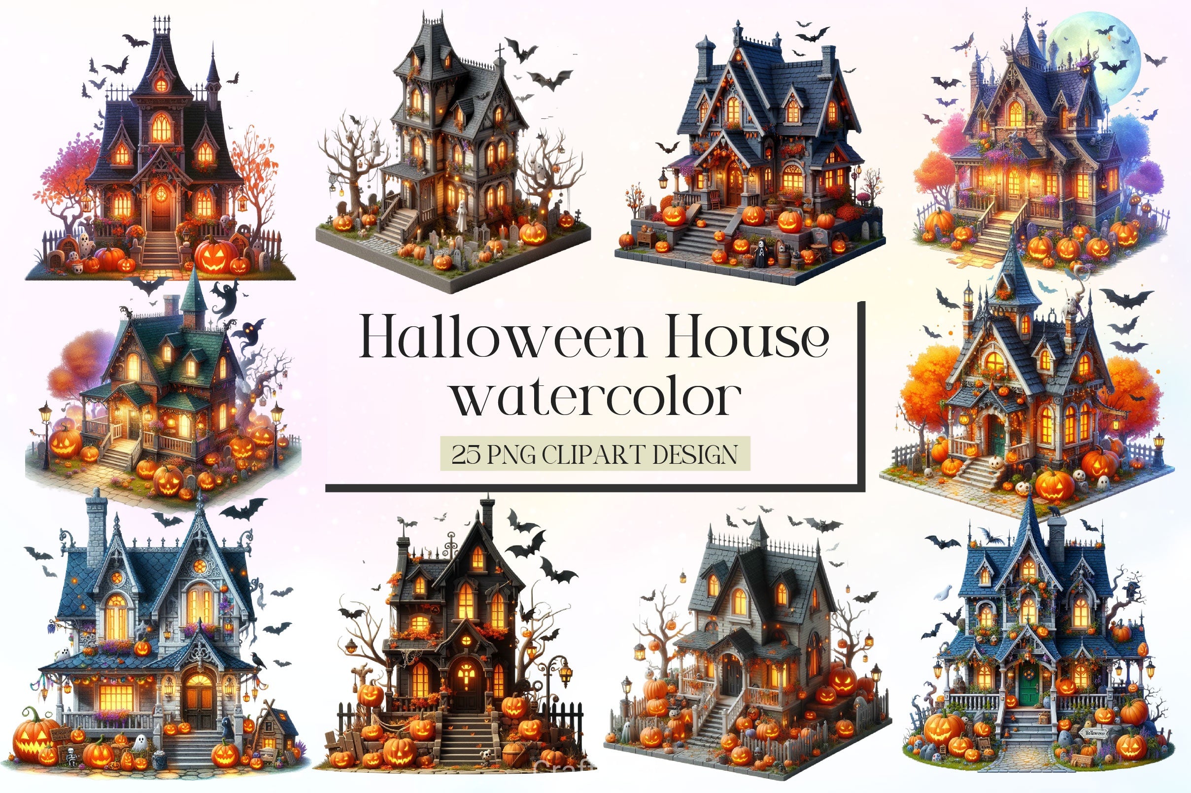 Halloween House Clipart Bundle 2 - CraftNest - Digital Crafting and Art