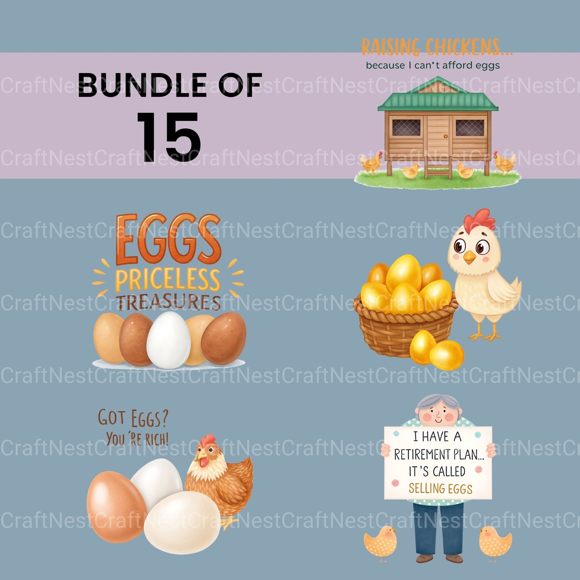 Chickens Eggs Clipart Bundle - CraftNest - Digital Crafting and Art