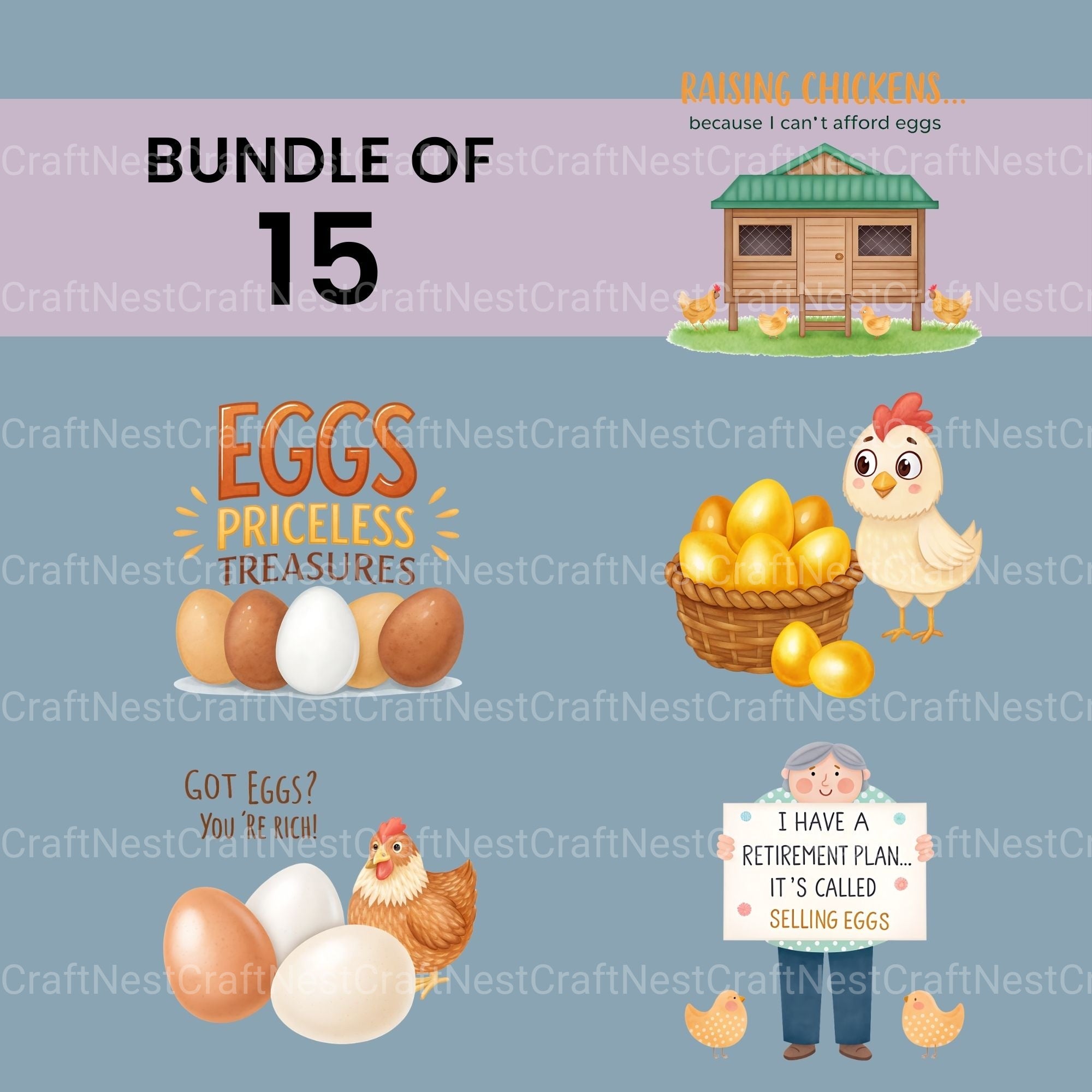 Chickens Eggs Clipart Bundle - CraftNest - Digital Crafting and Art