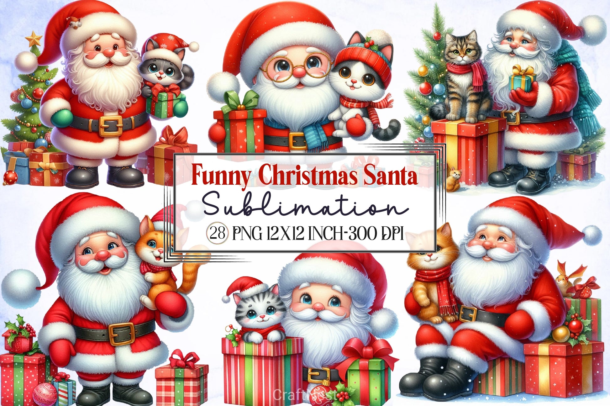 Funny Santa Christmas Clipart Bundle - CraftNest - Digital Crafting and Art