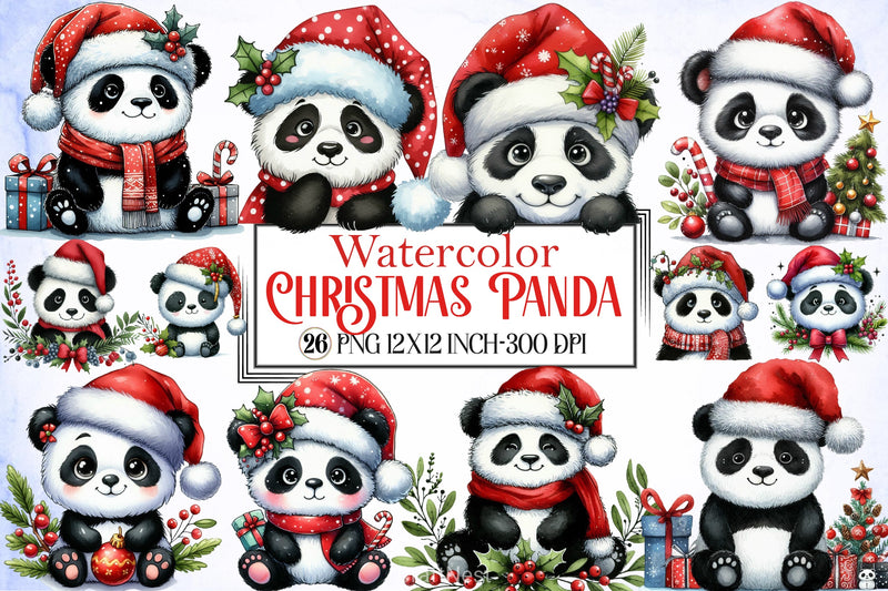 Christmas Panda Clipart Bundle 3 - CraftNest - Digital Crafting and Art