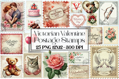 Victorian Valentine Stamps Clipart Bundle - CraftNest - Digital Crafting and Art