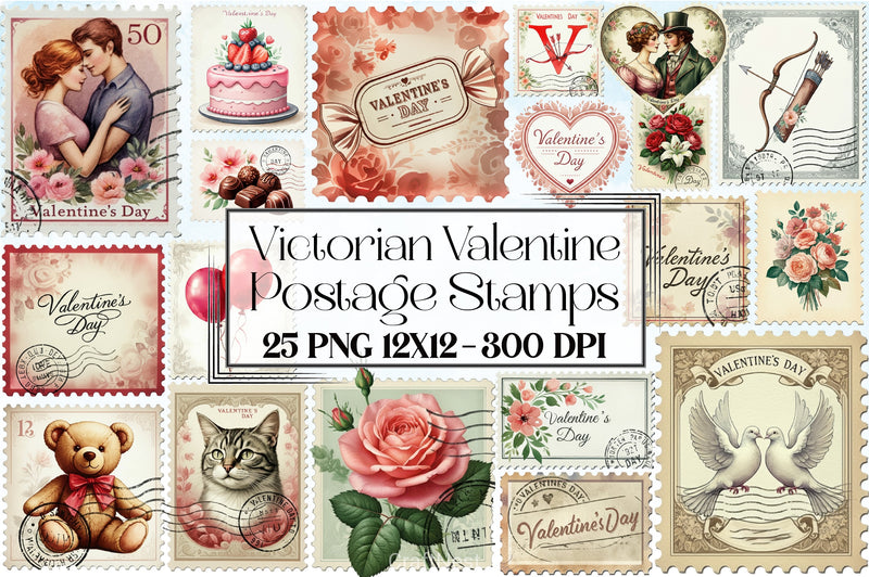 Victorian Valentine Stamps Clipart Bundle - CraftNest - Digital Crafting and Art