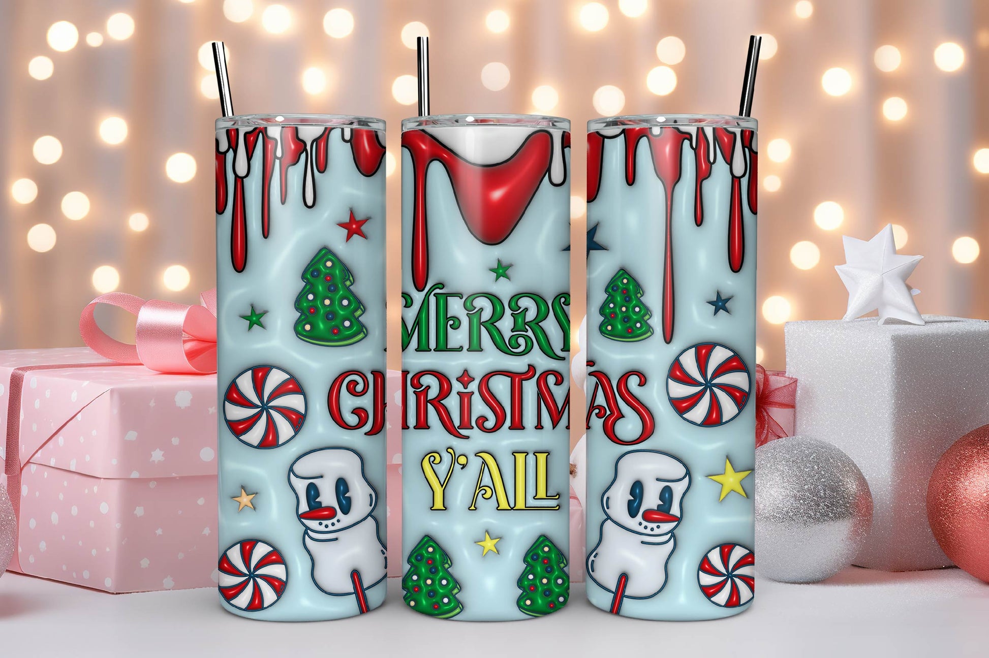 3D Inflated Christmas Tumbler Bundle 17 - CraftNest - Digital Crafting and Art