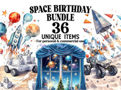 Space Themed Birthday Clipart - CraftNest