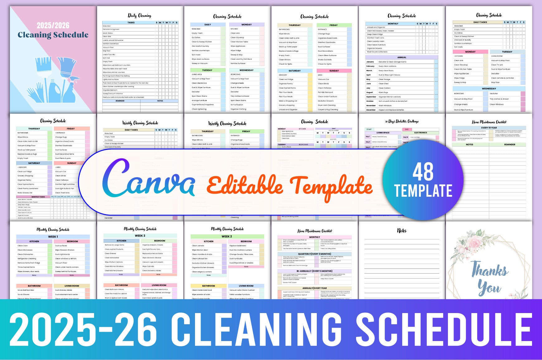 Cleaning Schedule Planner Editable Template