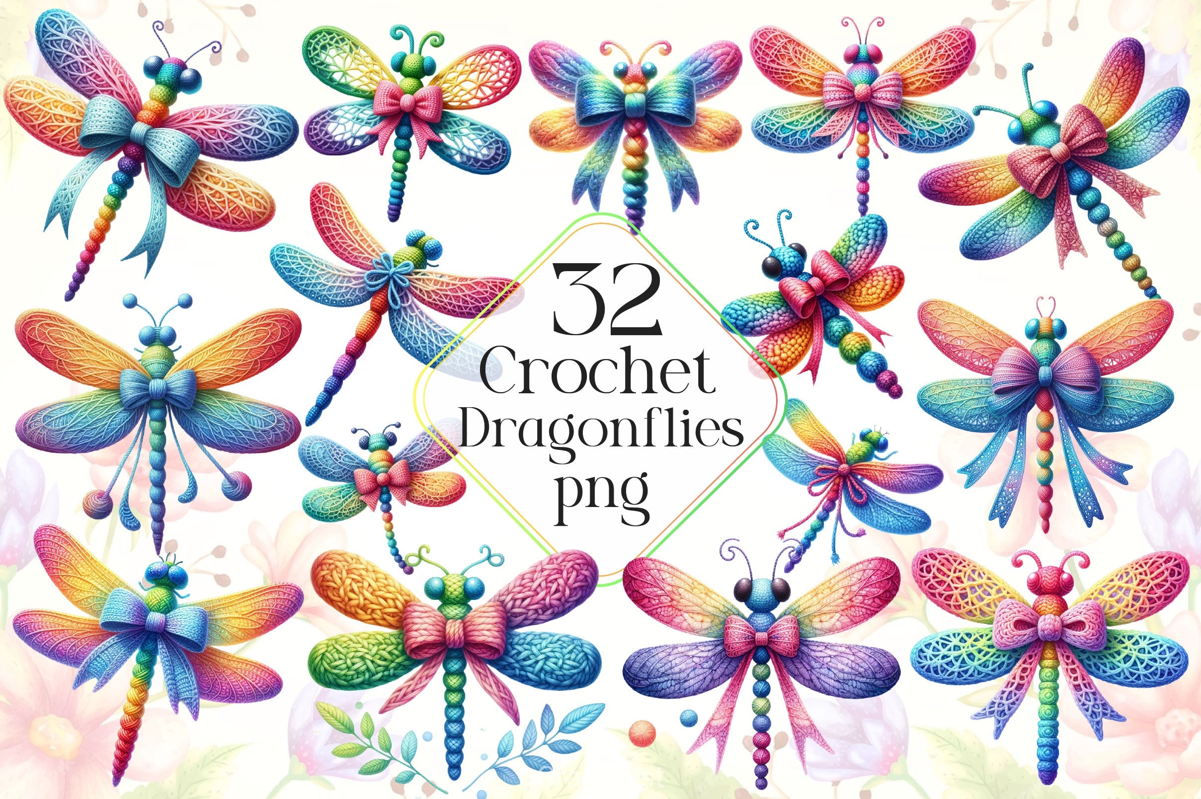 Crochet Dragonflies Clipart Bundle 2 - CraftNest - Digital Crafting and Art