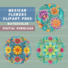 Mexican Flowers Circular Clipart Bundle