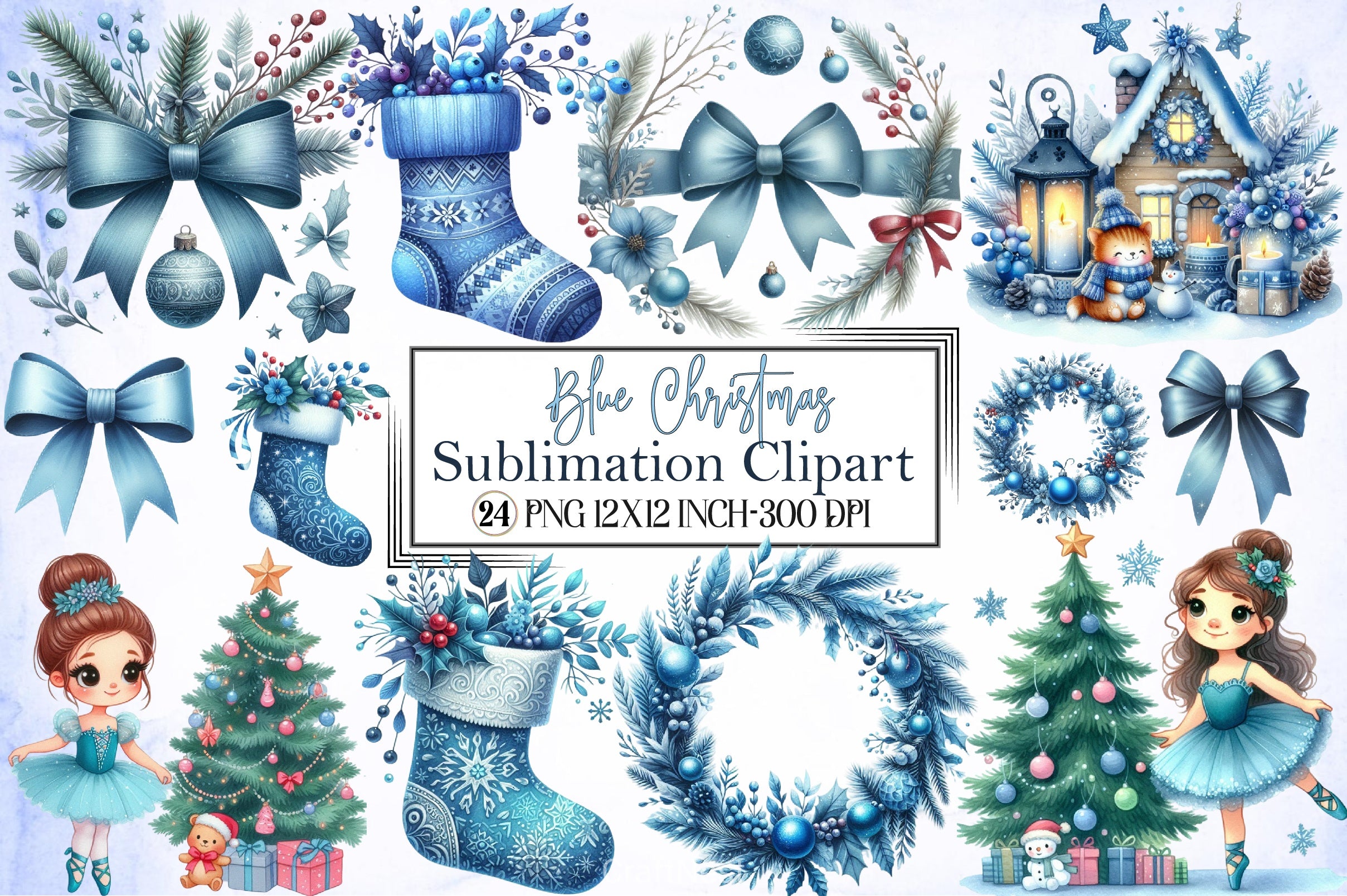Blue Christmas Clipart Bundle 3 - CraftNest - Digital Crafting and Art