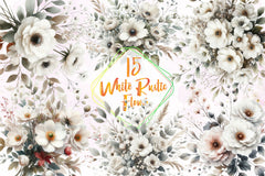 White Rustic Flower Clipart Bundle - CraftNest - Digital Crafting and Art