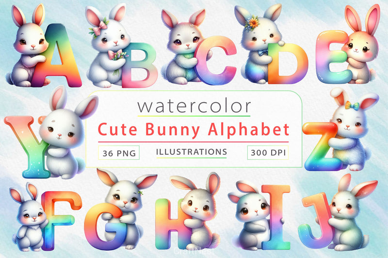 Easter Bunny Alphabet Clipart Bundle 2 - CraftNest - Digital Crafting and Art