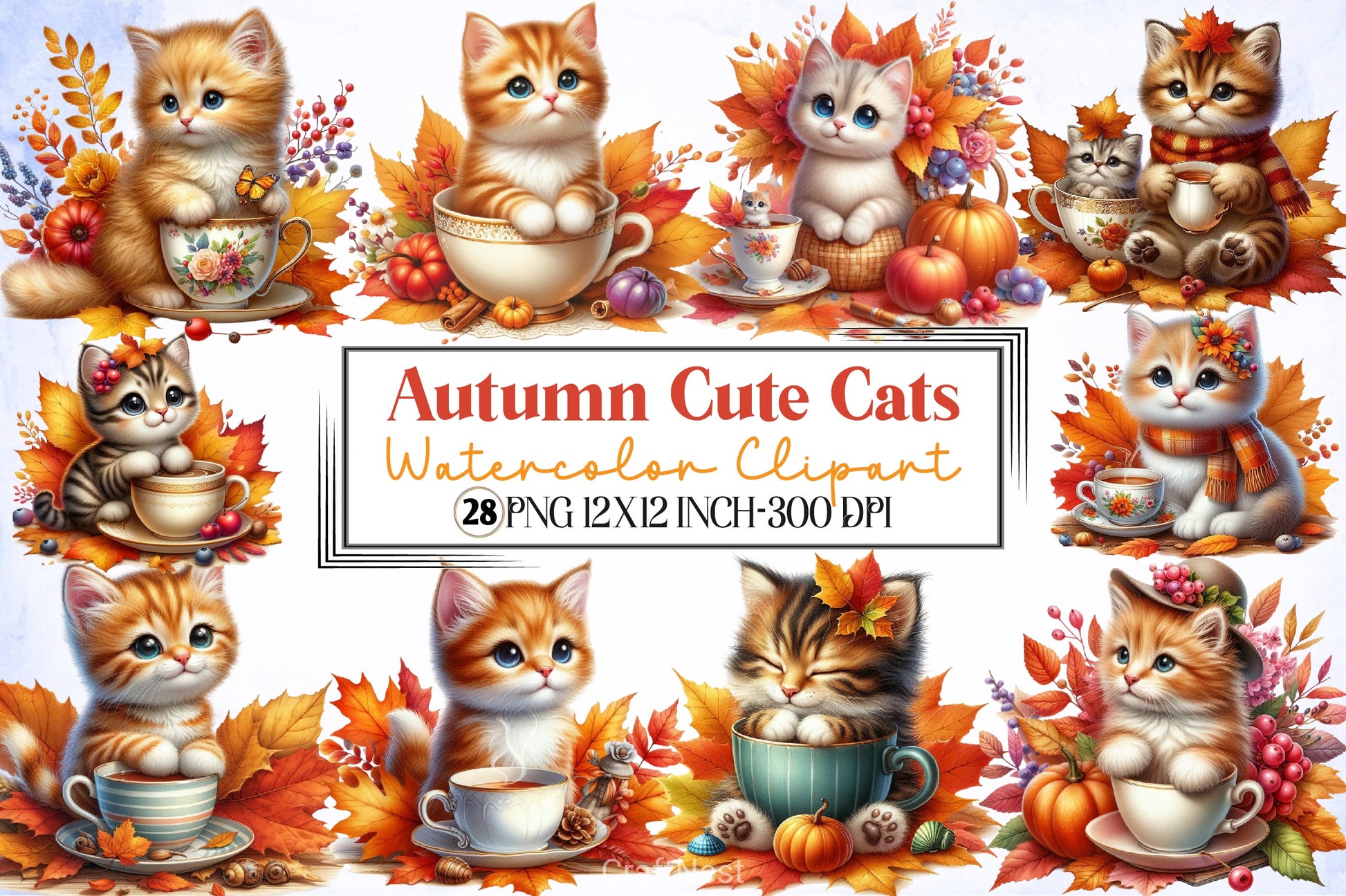 Autumn Cats Clipart Bundle - CraftNest - Digital Crafting and Art