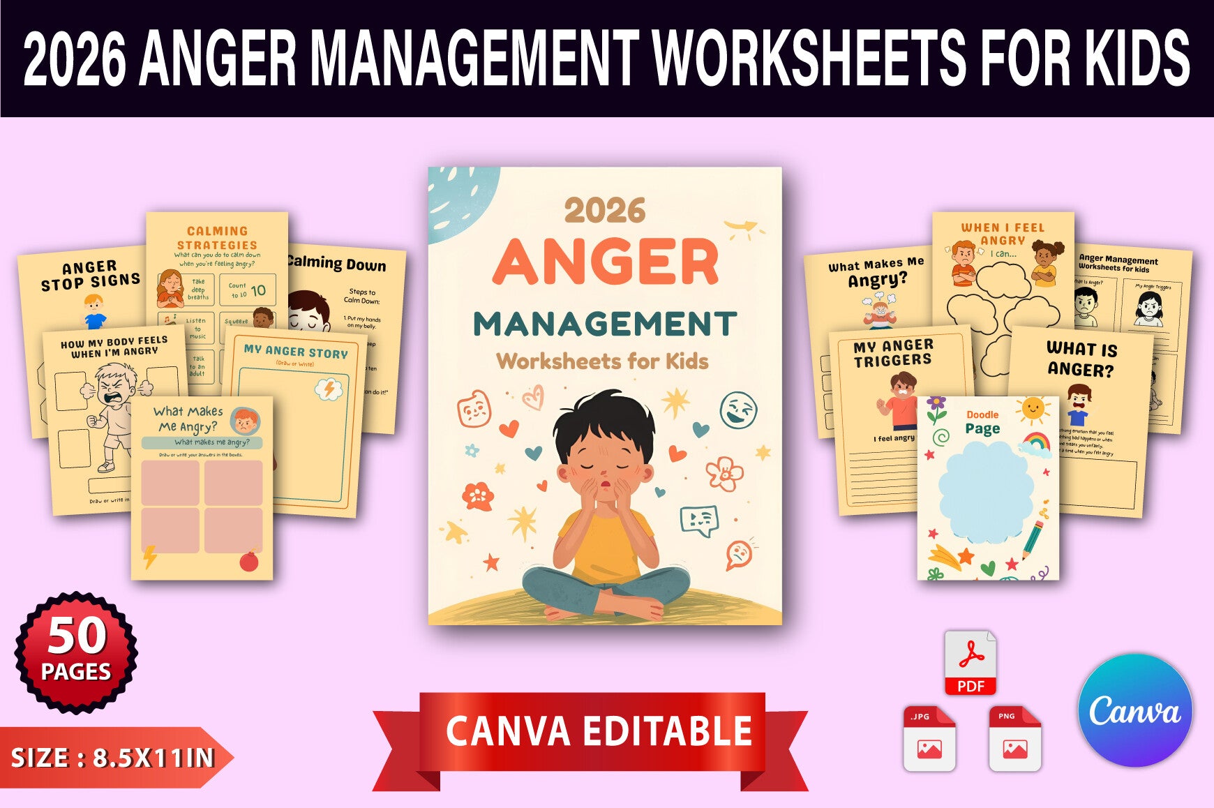 Anger Management Worksheets for Kids Planner