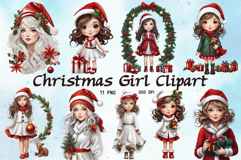 Christmas Girl Clipart Bundle - CraftNest - Digital Crafting and Art
