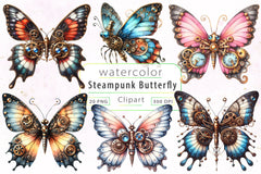 Steampunk Butterfly Clipart Bundle - CraftNest - Digital Crafting and Art