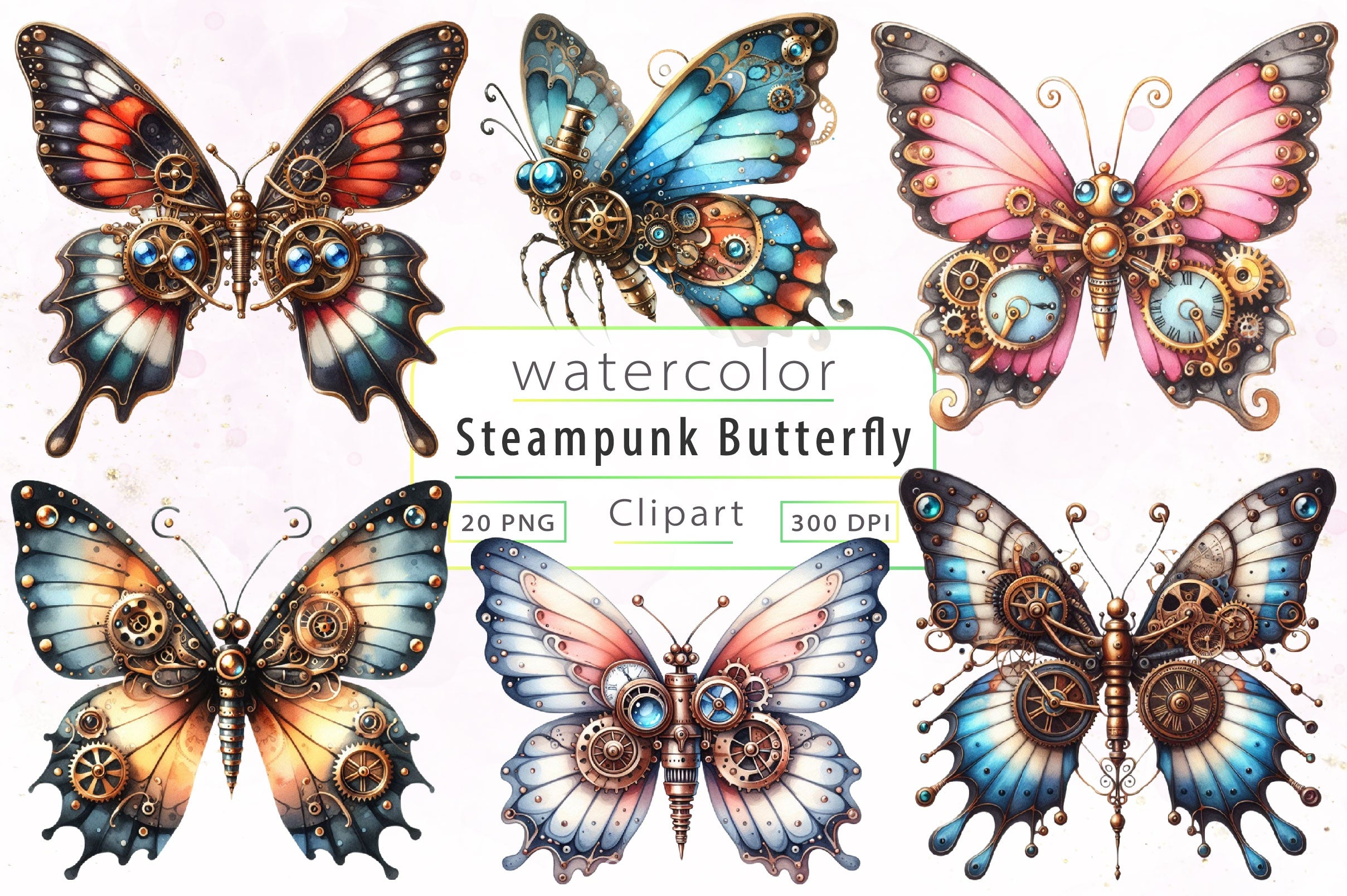 Steampunk Butterfly Clipart Bundle - CraftNest - Digital Crafting and Art