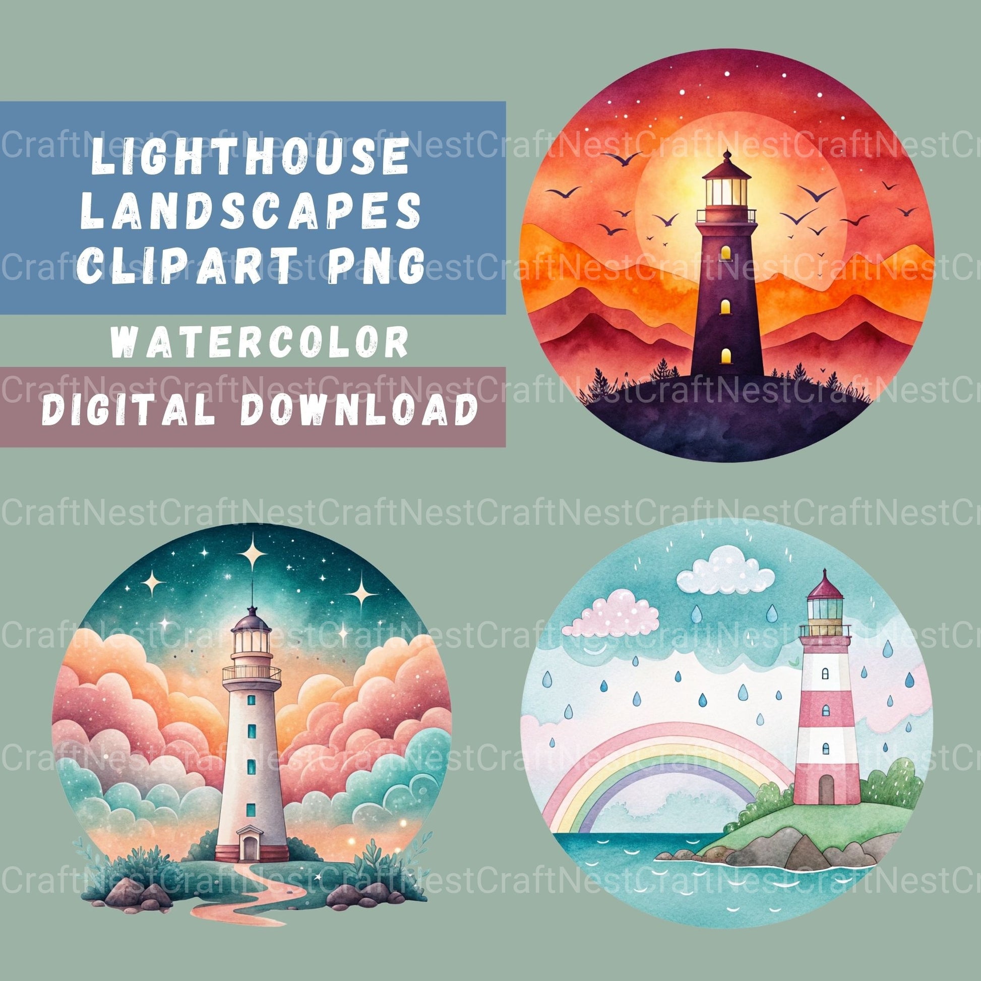 Lighthouses Updated Clipart Bundle - CraftNest - Digital Crafting and Art