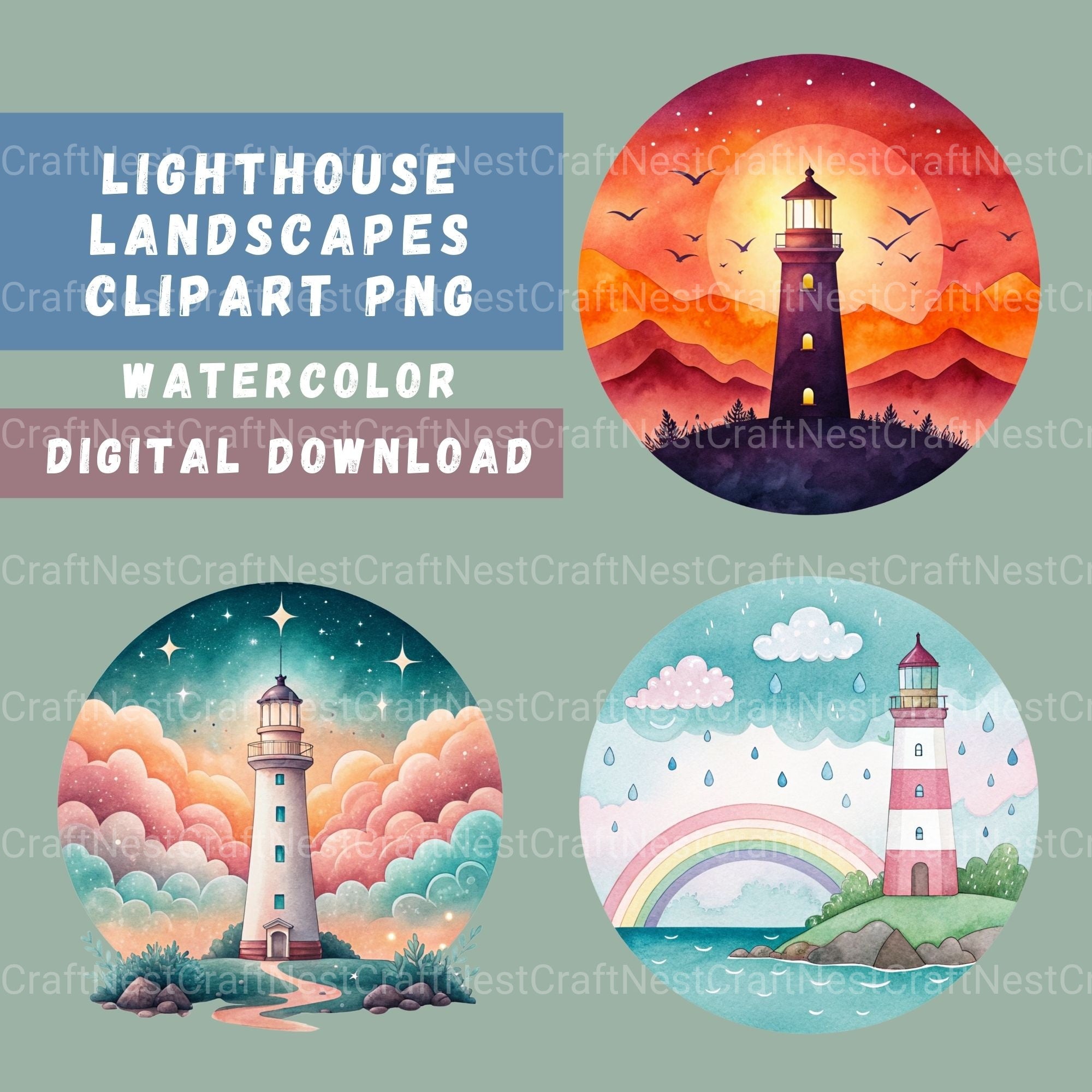 Lighthouses Updated Clipart Bundle - CraftNest - Digital Crafting and Art