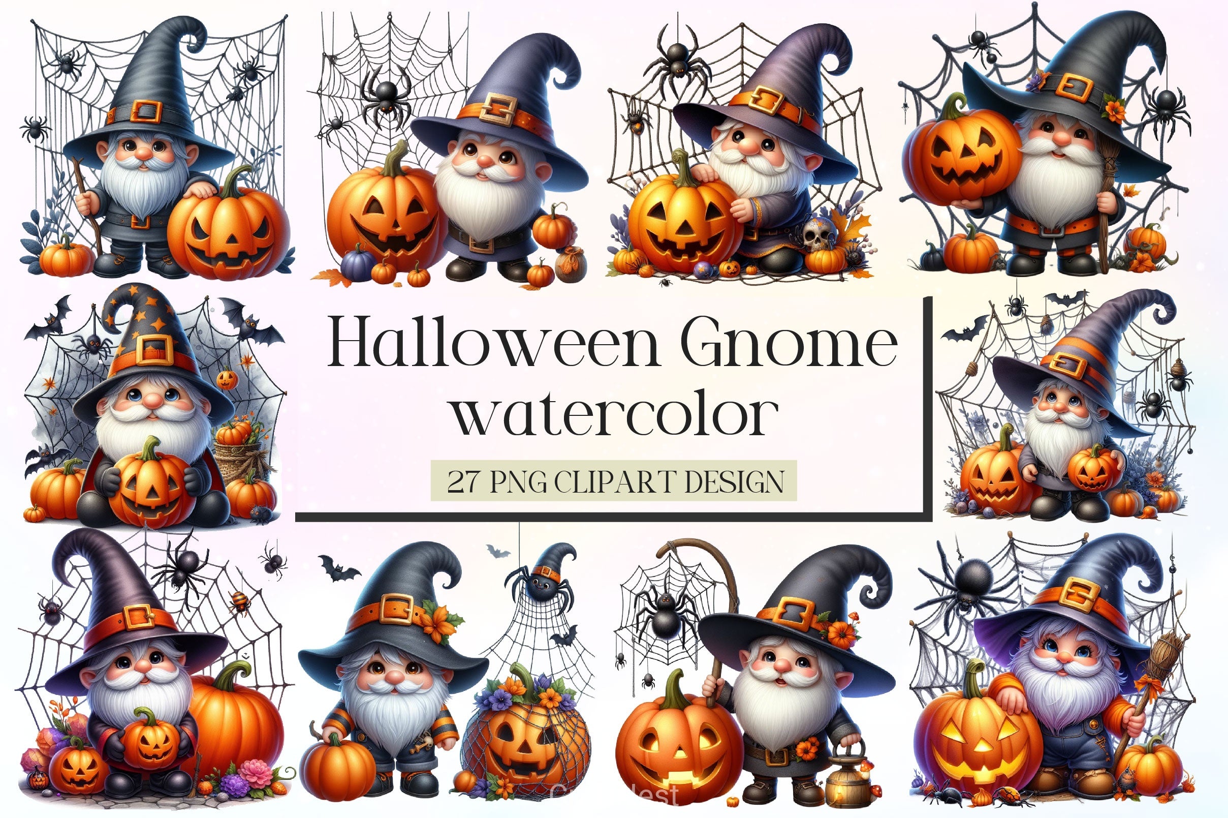 Cute Halloween Gnome Clipart Bundle - CraftNest - Digital Crafting and Art